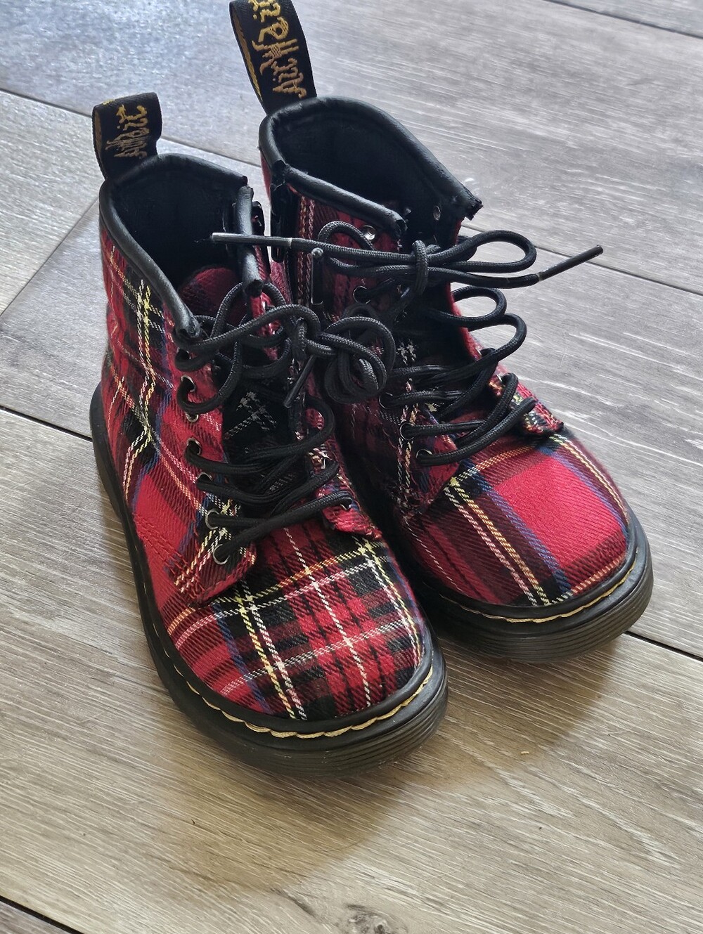 Dr. Martin Toddler Red Plaid Lace-Up Boots